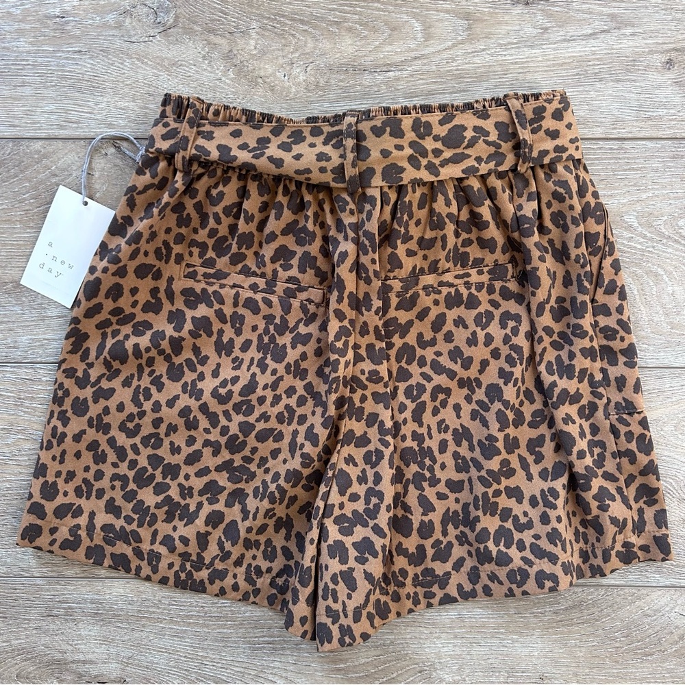 A New Day leopard print tie waist paper‎ bag pocket shorts Bow Belt Small NEW - Picture 7 of 9
